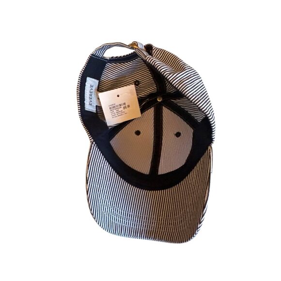 NWT Evereve Navy White Striped Baseball Cap Hat Adjustable - Picture 4 of 7